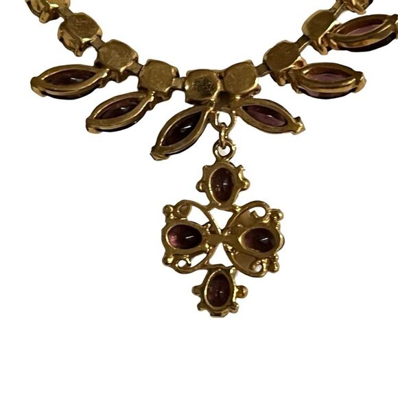 Vintage Prong Set Ruby Stone Dangle Gold Tone Women’s Necklace Estate Jewelry - Picture 11 of 11